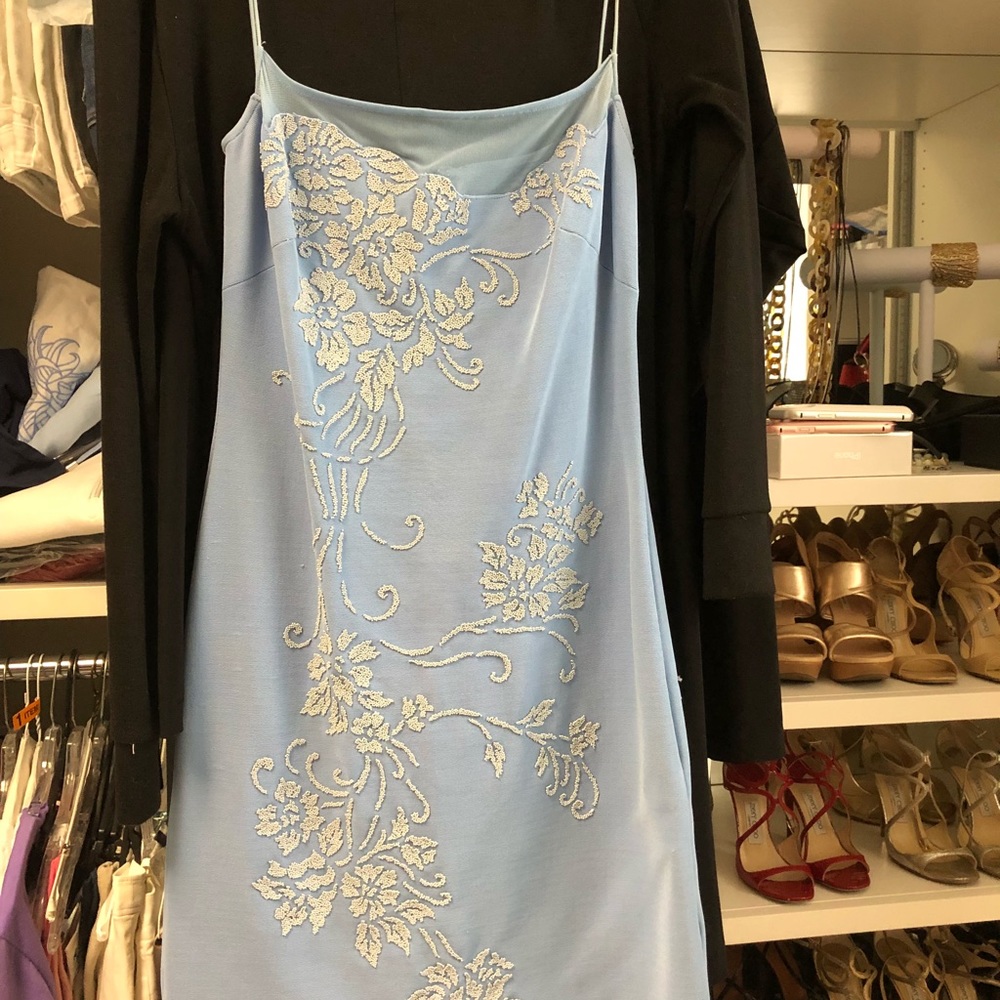 Tadashi dress size XS ice blue white beaded detail